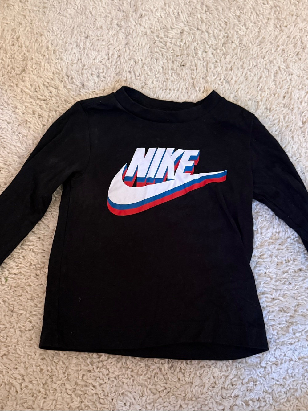 Nike Black Long Sleeve Tee with White, Red & Blue Logo